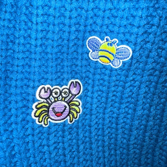 FREE PEOPLE Size M Oversized Sweater Swim Too Deep Mykonos Blue CUSTOMIZED - Picture 13 of 15